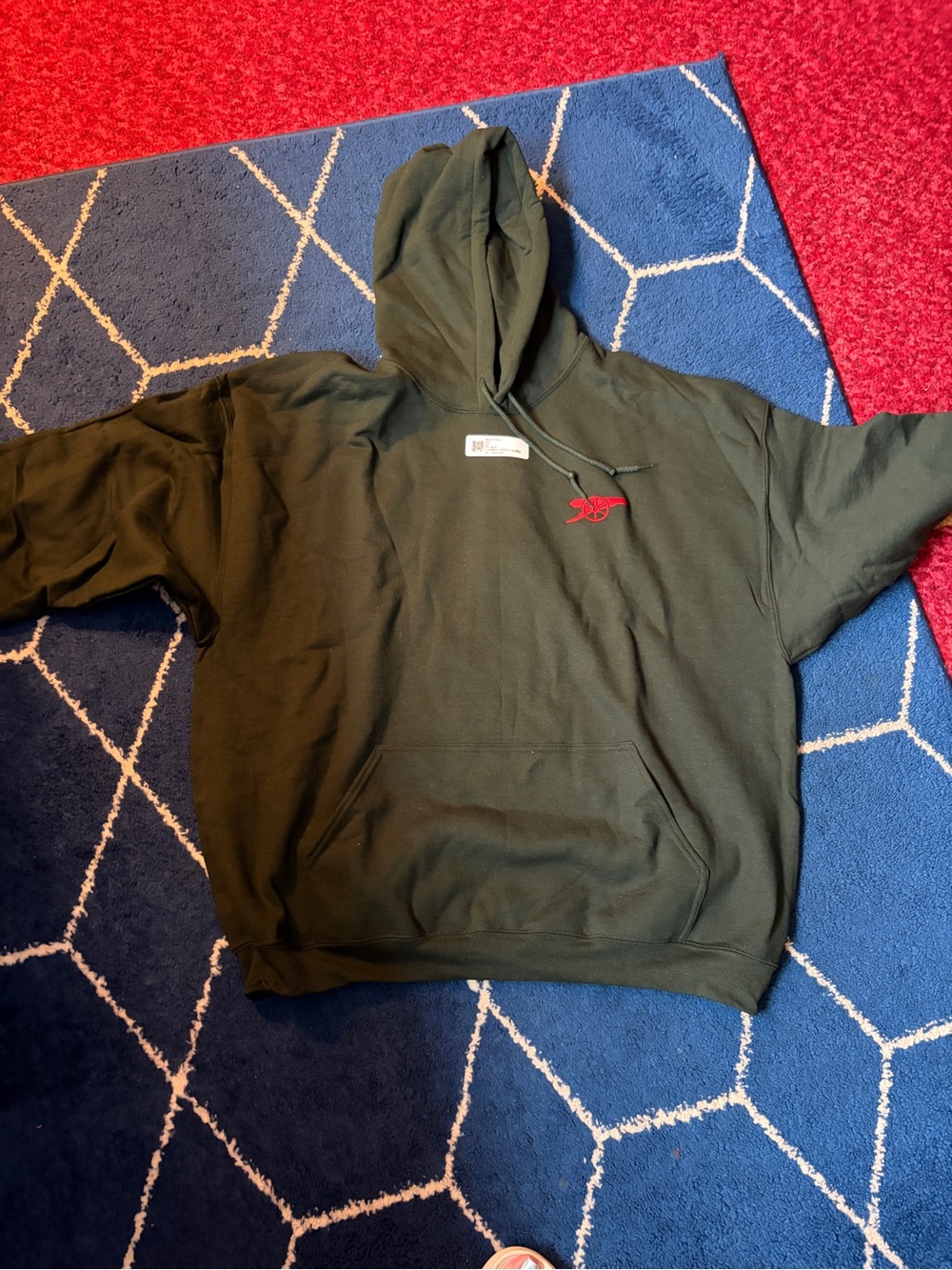 Arsenal Gildan Olive Green Crewneck Hoodie with Small Red Logo